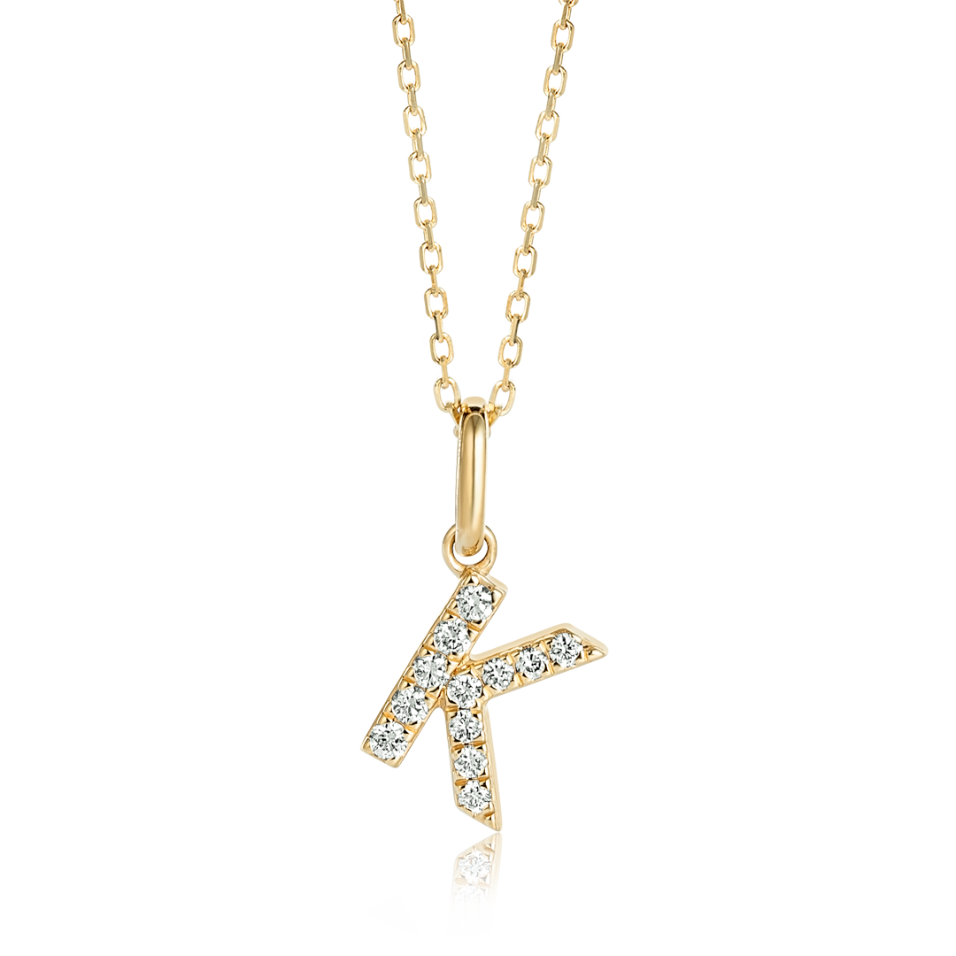 K Letter Lab-Grown Diamond Pendant Yellow Gold