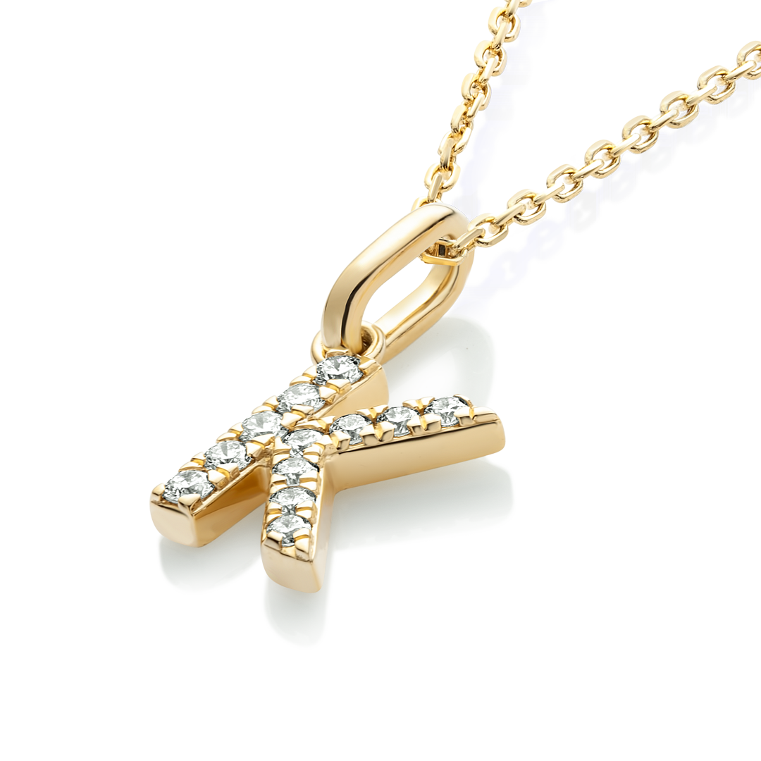 K Letter Lab-Grown Diamond Pendant Yellow Gold