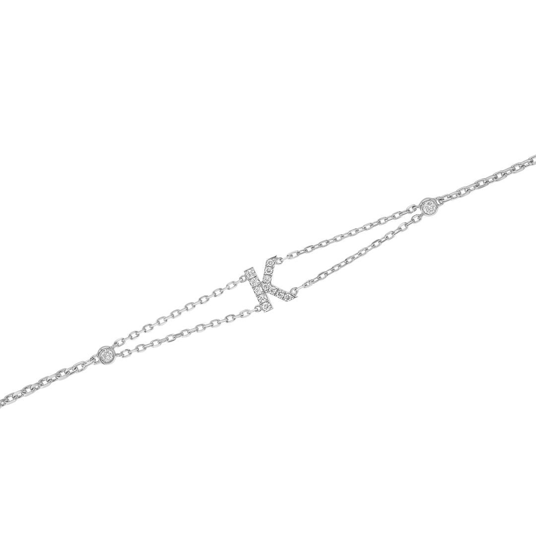 Lab-Grown Diamond Letter Bracelet White Gold - K