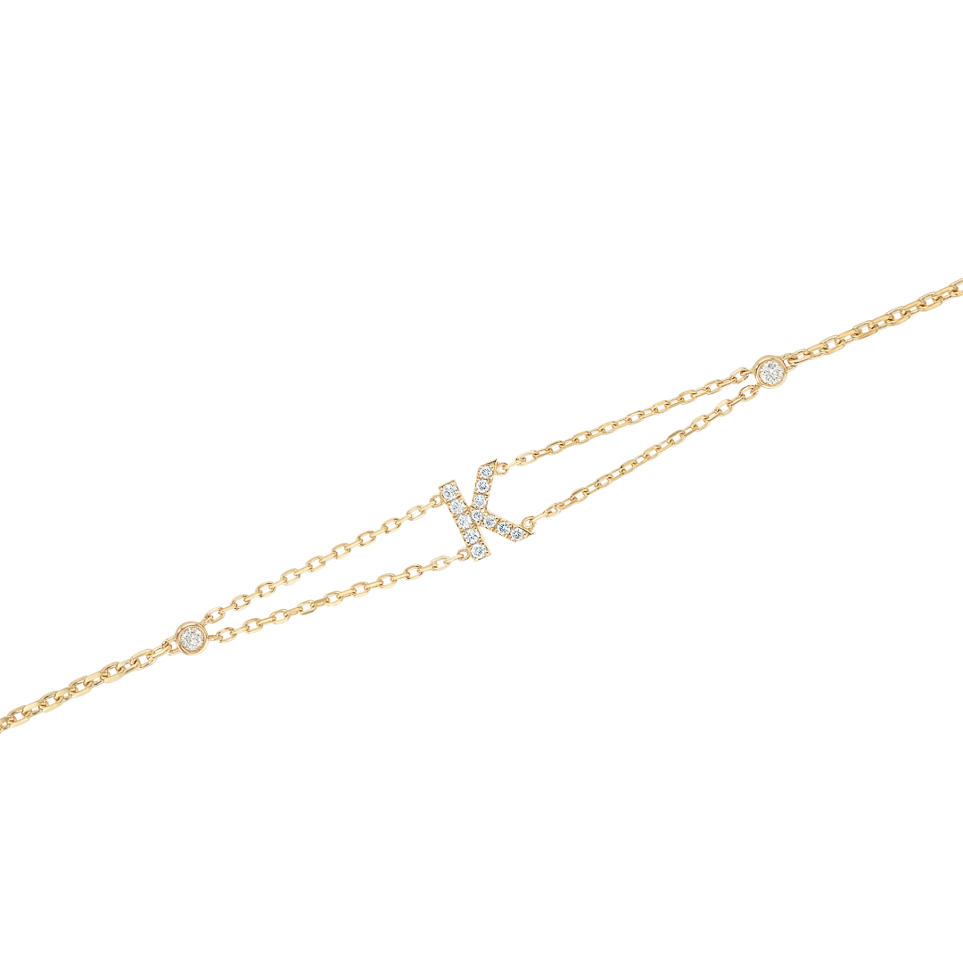 Lab-Grown Diamond Letter Bracelet Yellow Gold - K