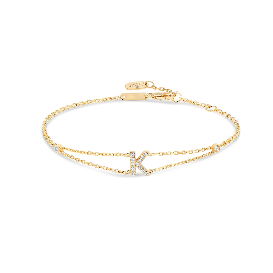 Lab-Grown Diamond Letter Bracelet Yellow Gold - K