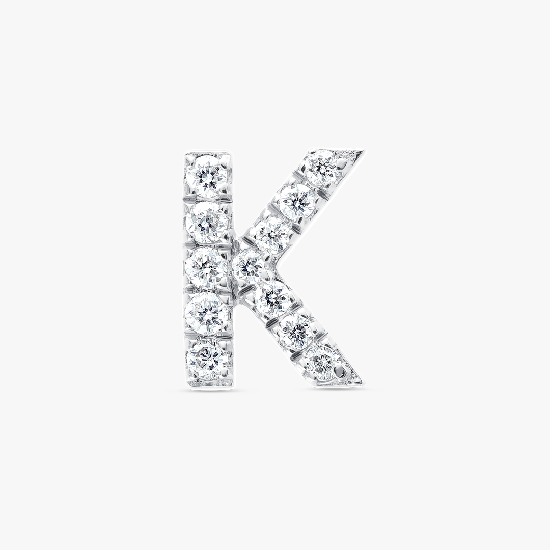 K Letter Lab-Grown Diamond Single Stud Earring White Gold