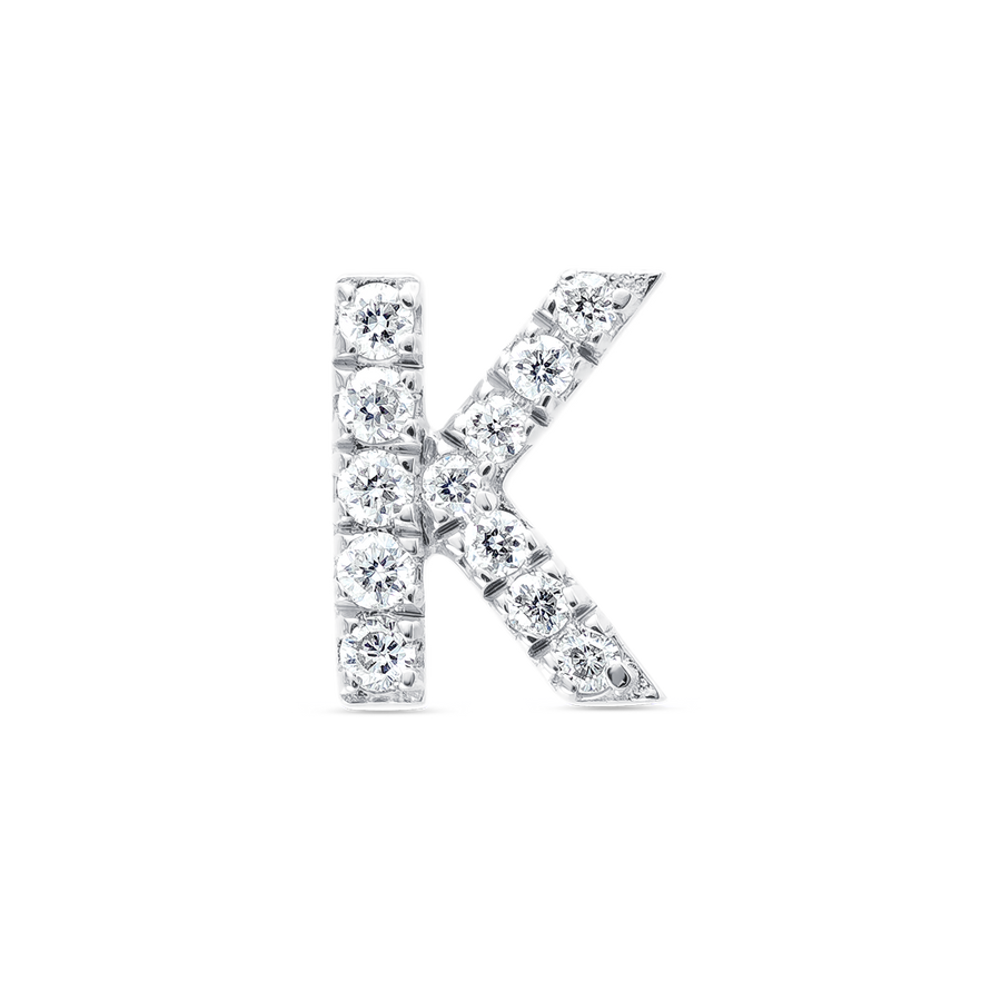 K Letter Lab-Grown Diamond Single Stud Earring White Gold