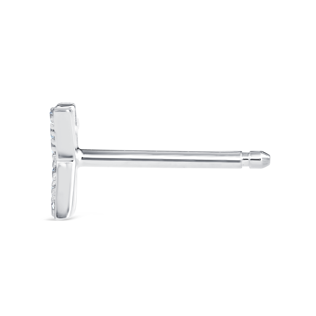 K Letter Lab-Grown Diamond Single Stud Earring White Gold