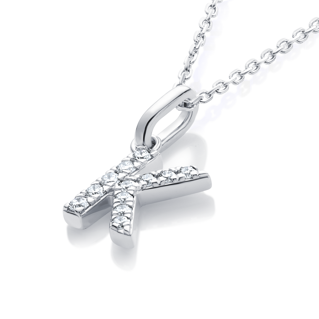 K Letter Lab-Grown Diamond Pendant White Gold