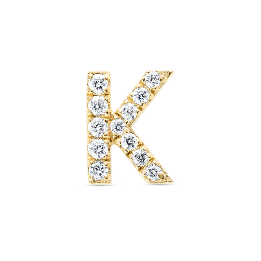 K Letter Lab-Grown Diamond Single Stud Earring Yellow Gold