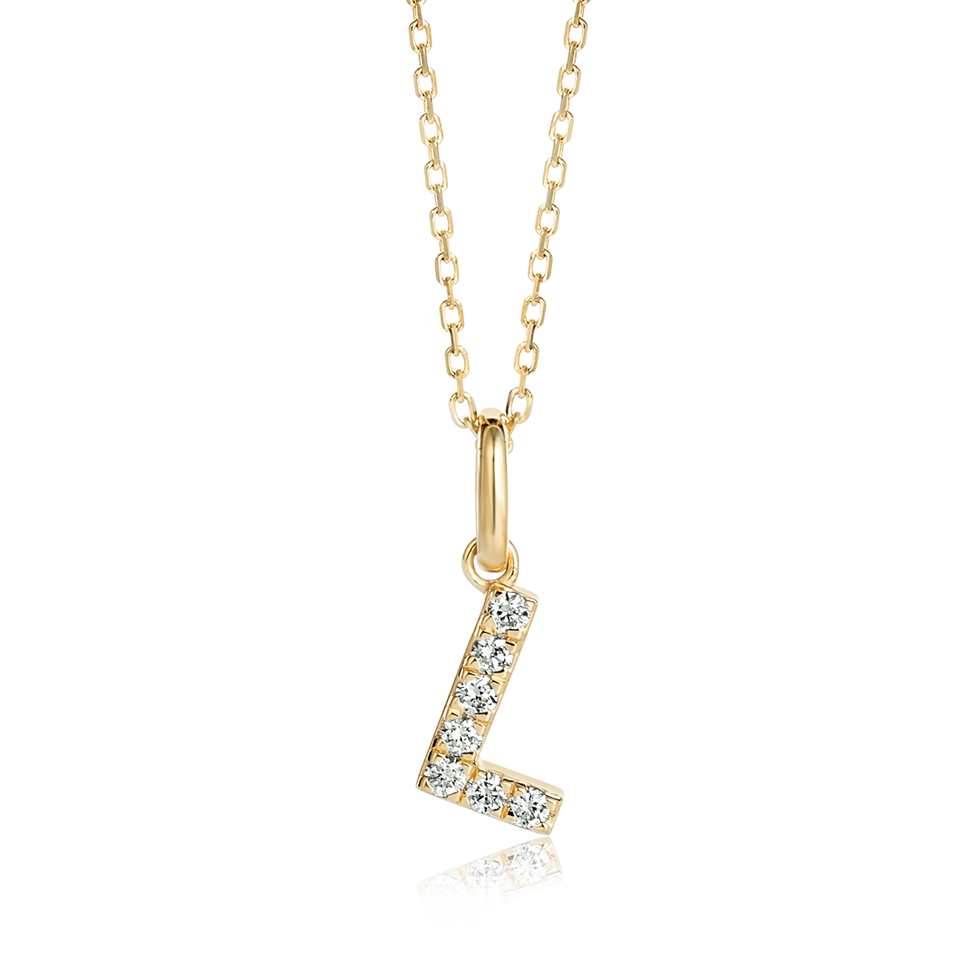L Letter Lab-Grown Diamond Pendant Yellow Gold