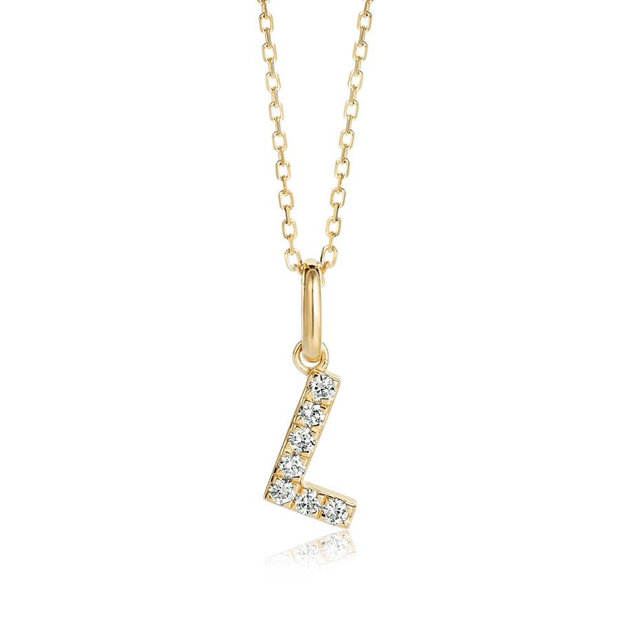 L Letter Lab-Grown Diamond Pendant Yellow Gold