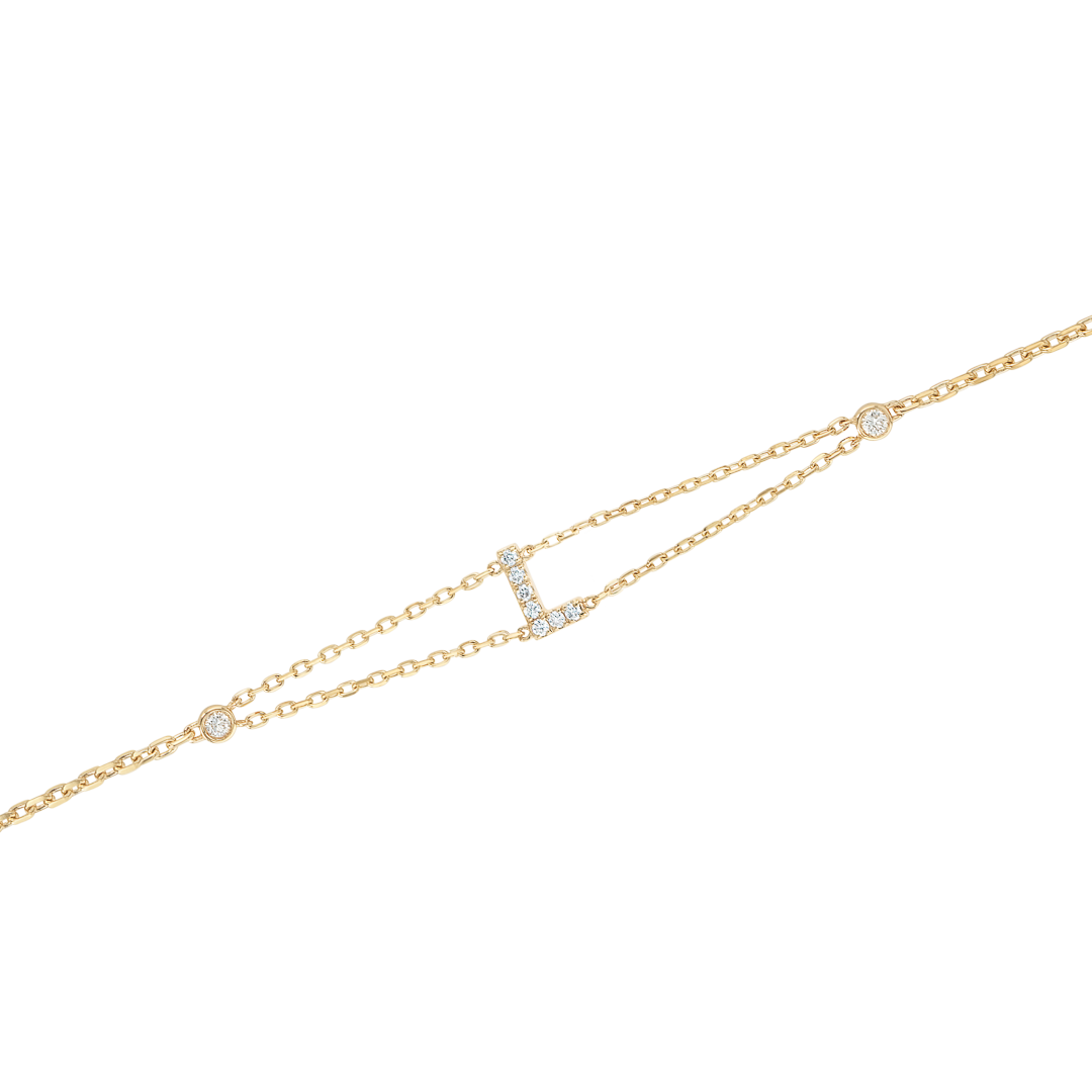 Lab-Grown Diamond Letter Bracelet Yellow Gold - L