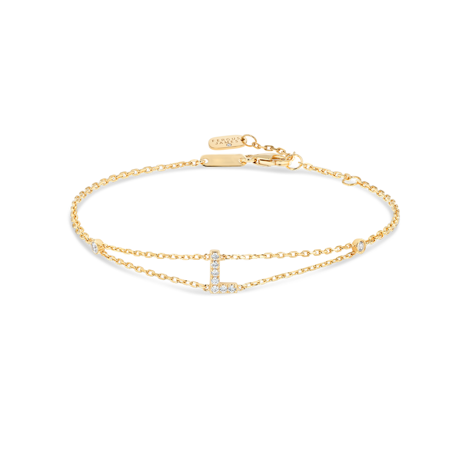 Lab-Grown Diamond Letter Bracelet Yellow Gold - L