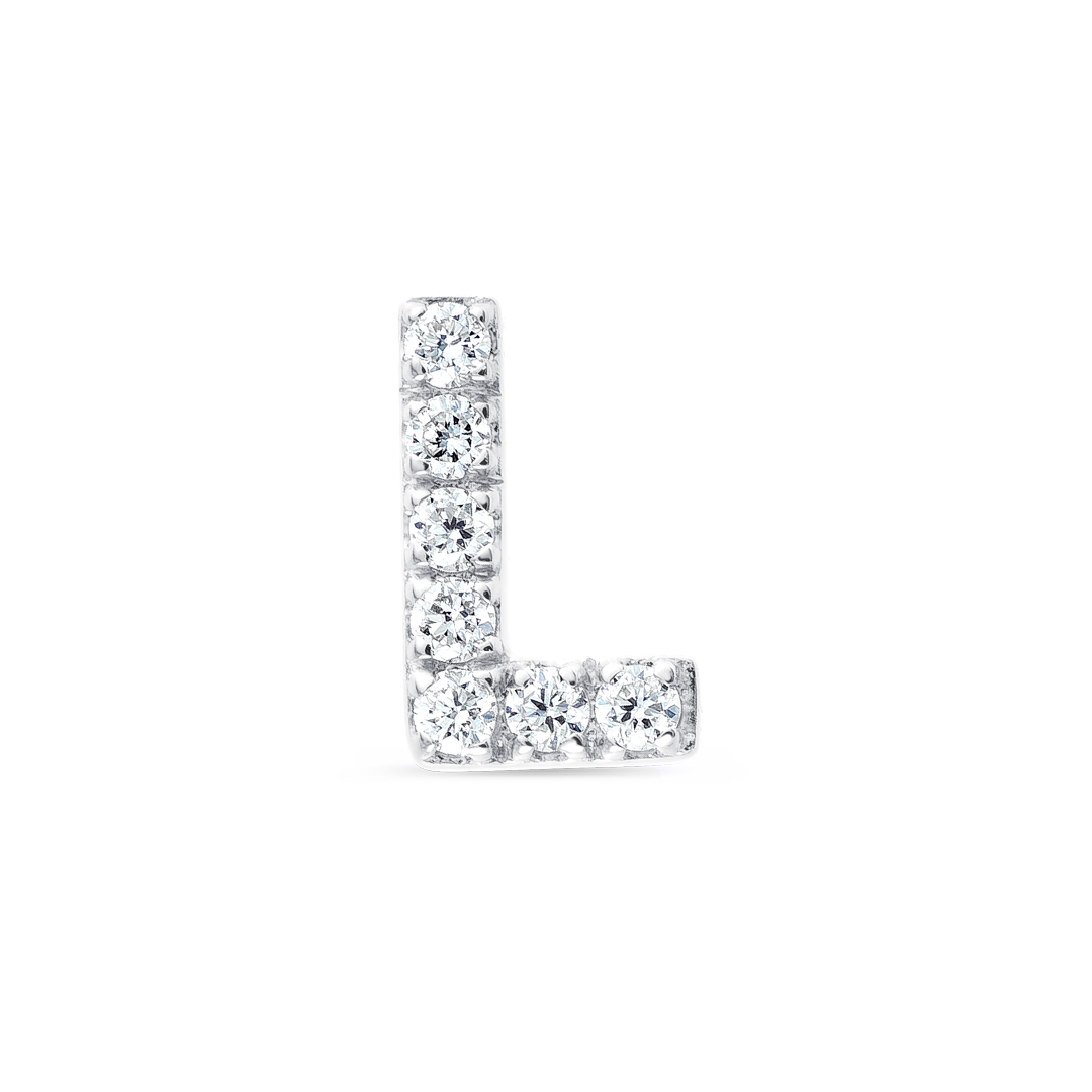 L Letter Lab-Grown Diamond Single Stud Earring White Gold