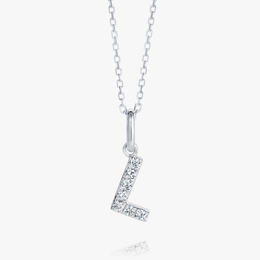 L Letter Lab-Grown Diamond Pendant White Gold