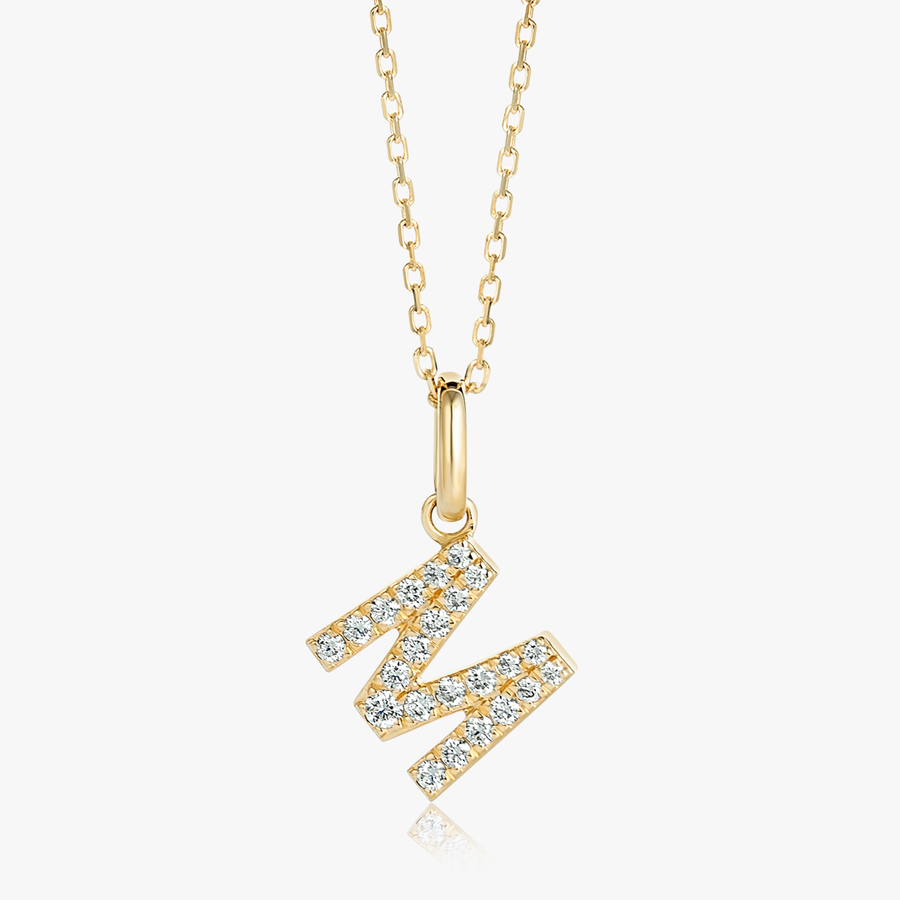 M Letter Lab-Grown Diamond Pendant Yellow Gold