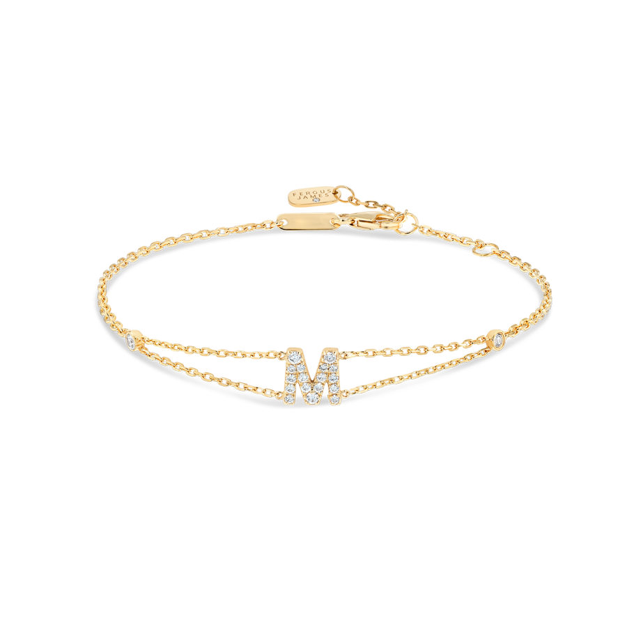 Lab-Grown Diamond Letter Bracelet Yellow Gold - M
