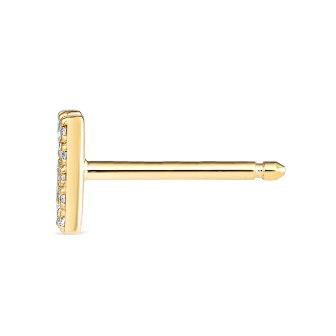 M Letter Lab-Grown Diamond Single Stud Earring Yellow Gold
