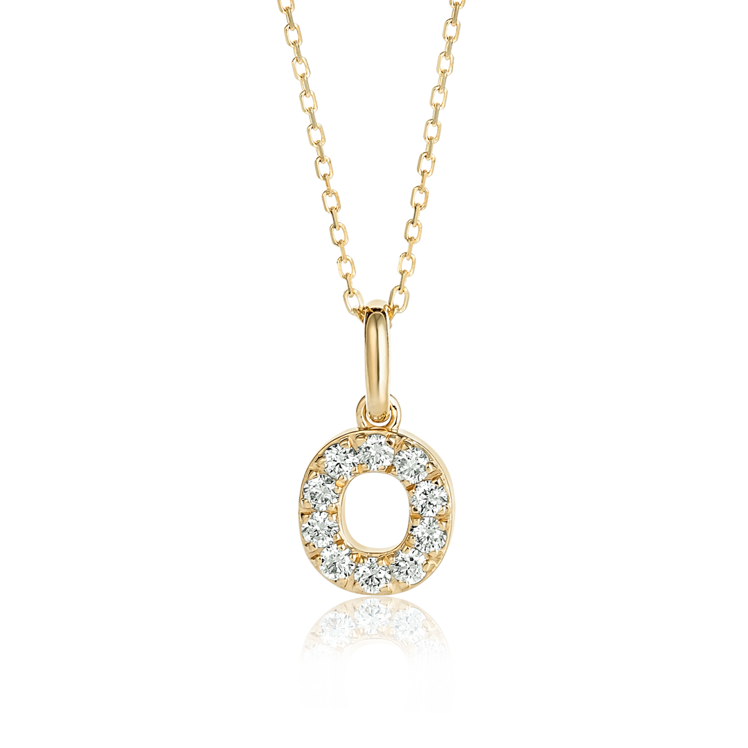 O Letter Lab-Grown Diamond Pendant Yellow Gold