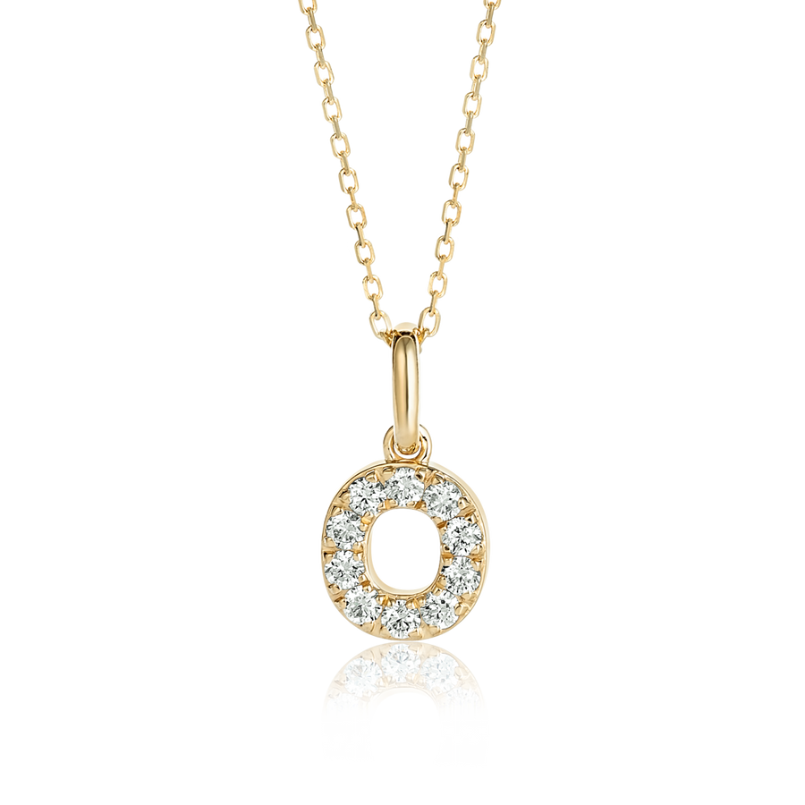 O Letter Lab-Grown Diamond Pendant Yellow Gold