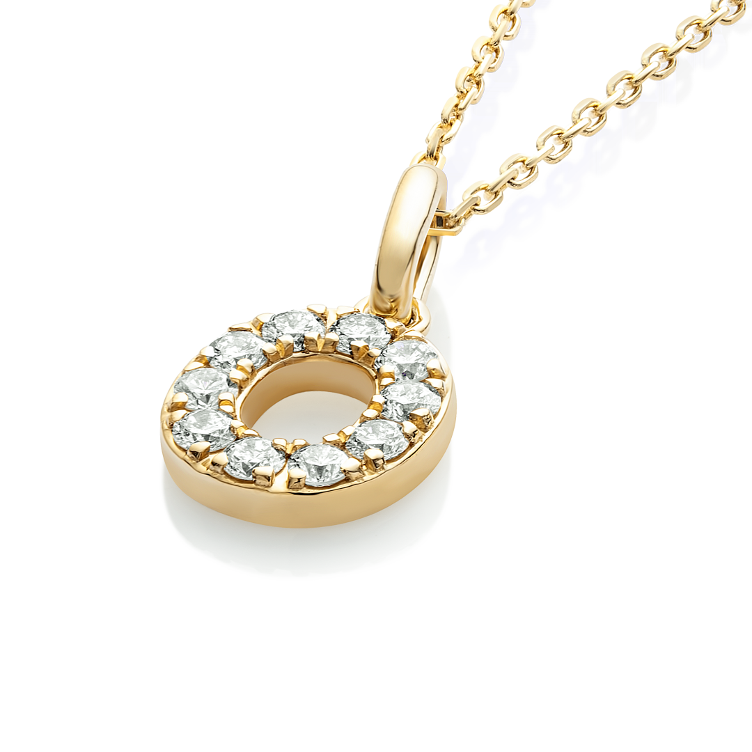 O Letter Lab-Grown Diamond Pendant Yellow Gold