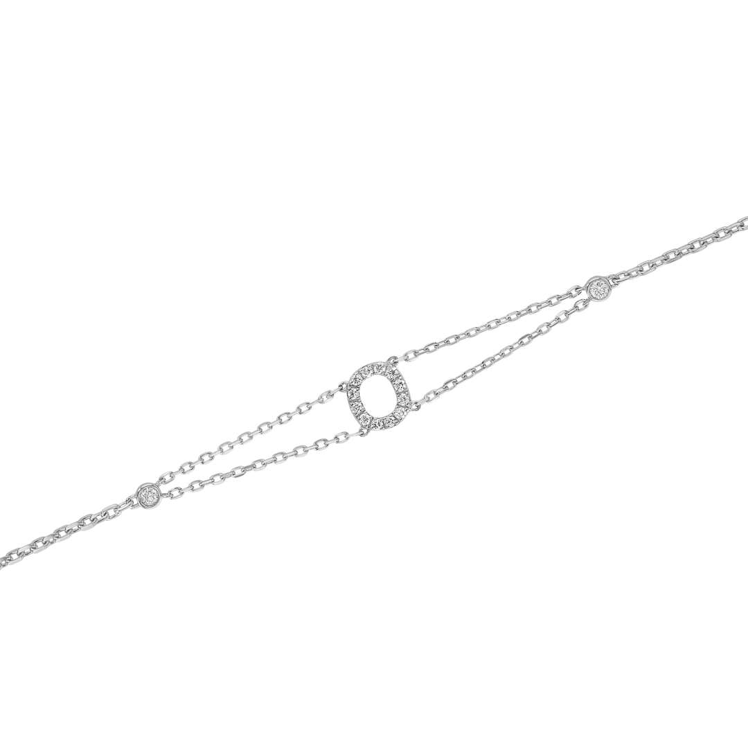 Lab-Grown Diamond Letter Bracelet White Gold - O
