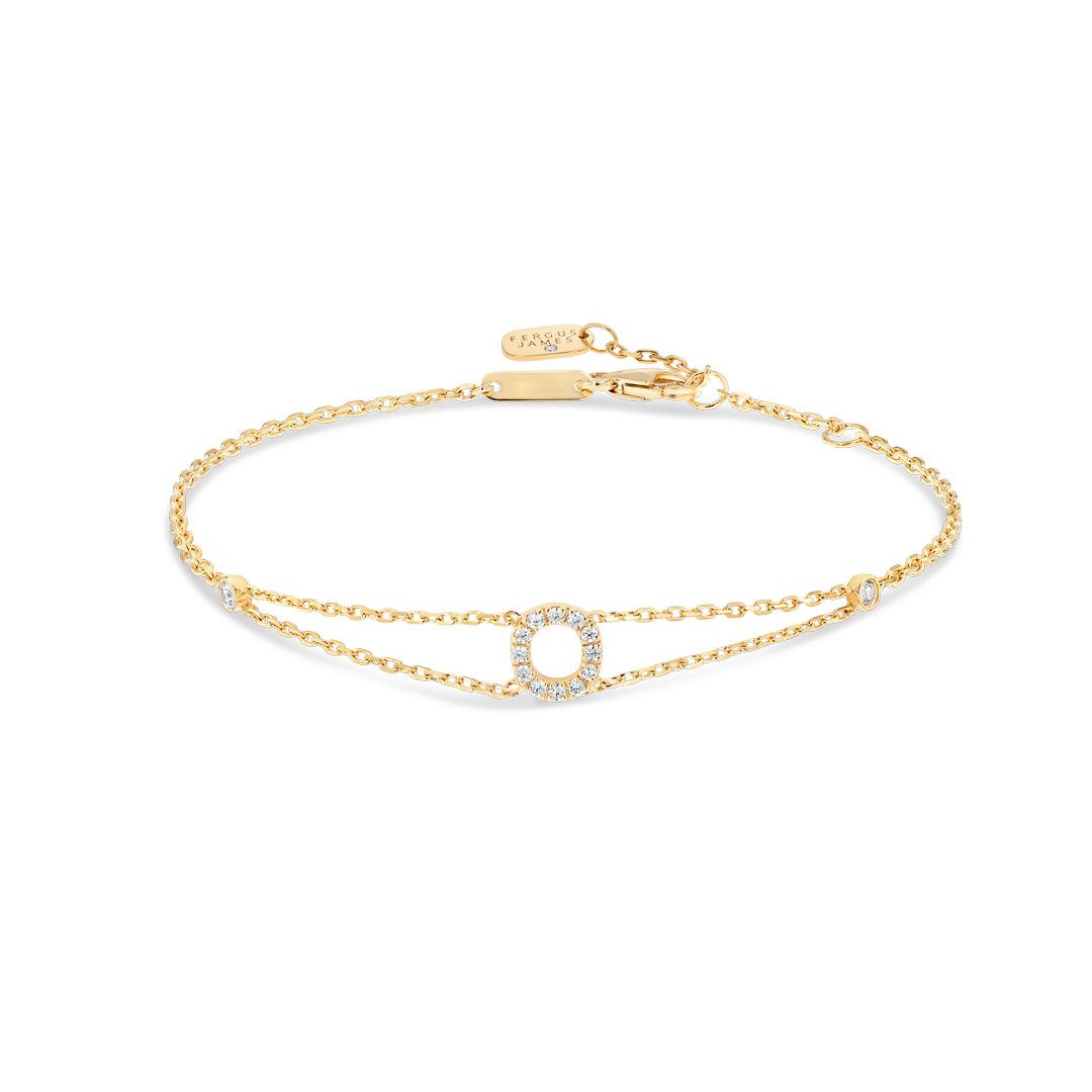 Lab-Grown Diamond Letter Bracelet Yellow Gold - O