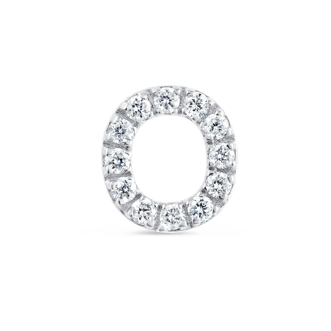 O Letter Lab-Grown Diamond Single Stud Earring White Gold