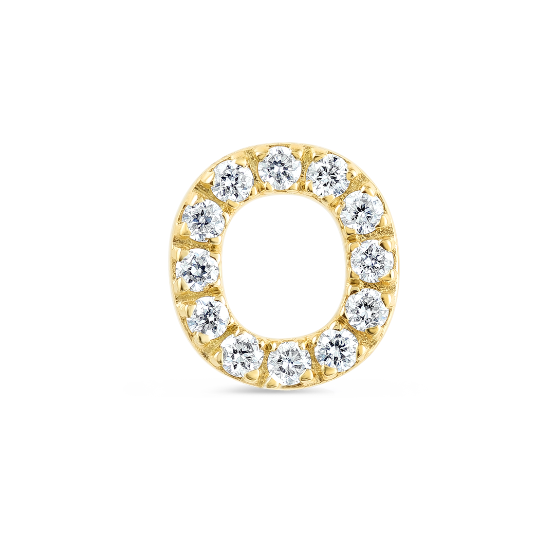 O Letter Lab-Grown Diamond Single Stud Earring Yellow Gold