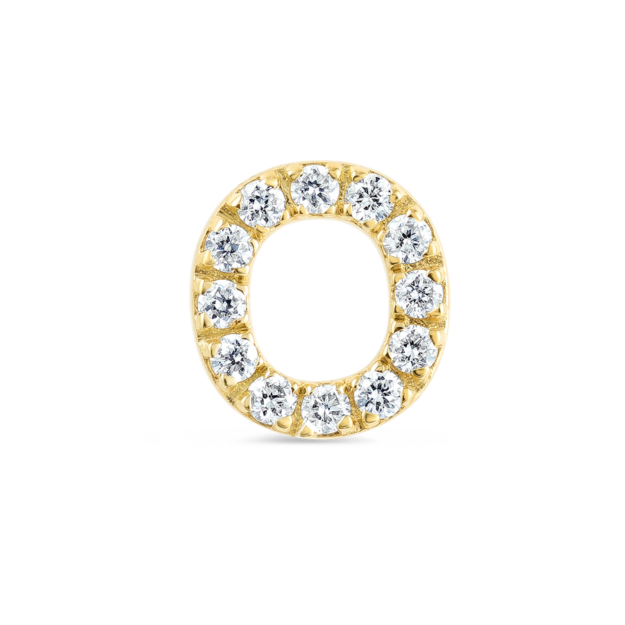 O Letter Lab-Grown Diamond Single Stud Earring Yellow Gold