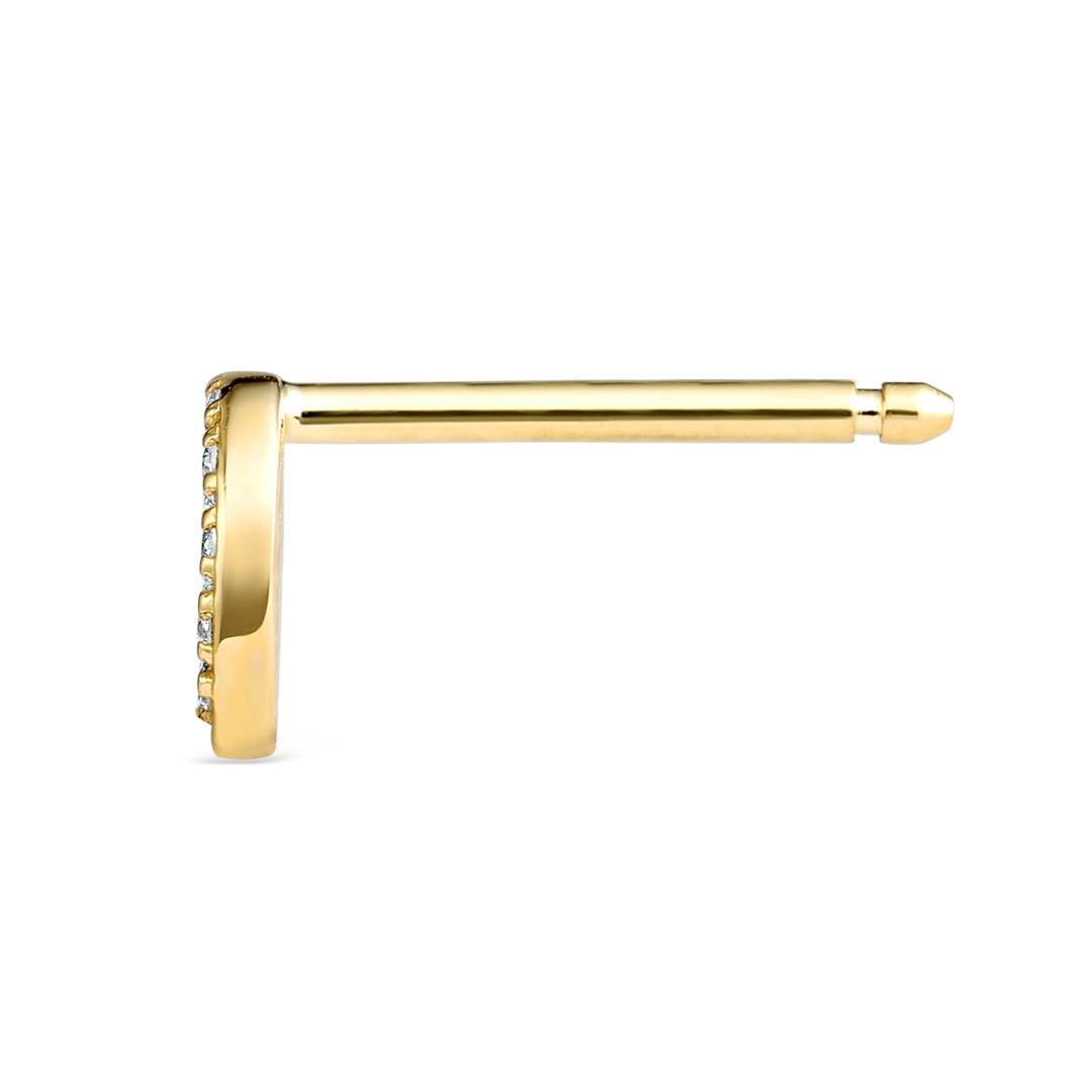 O Letter Lab-Grown Diamond Single Stud Earring Yellow Gold