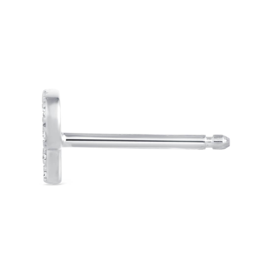 P Letter Lab-Grown Diamond Single Stud Earring White Gold