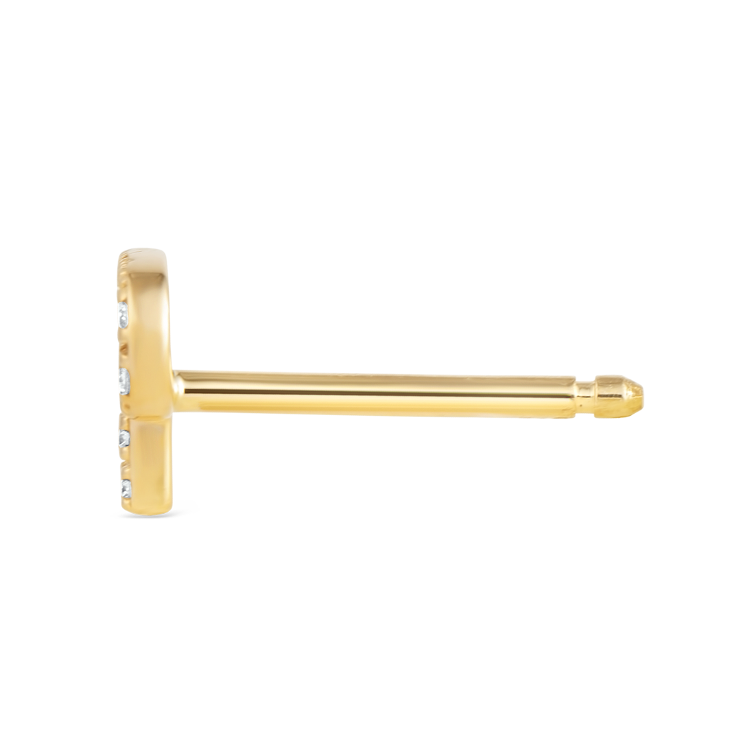 P Letter Lab-Grown Diamond Single Stud Earring Yellow Gold