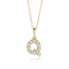 Q Letter Lab-Grown Diamond Pendant Yellow Gold
