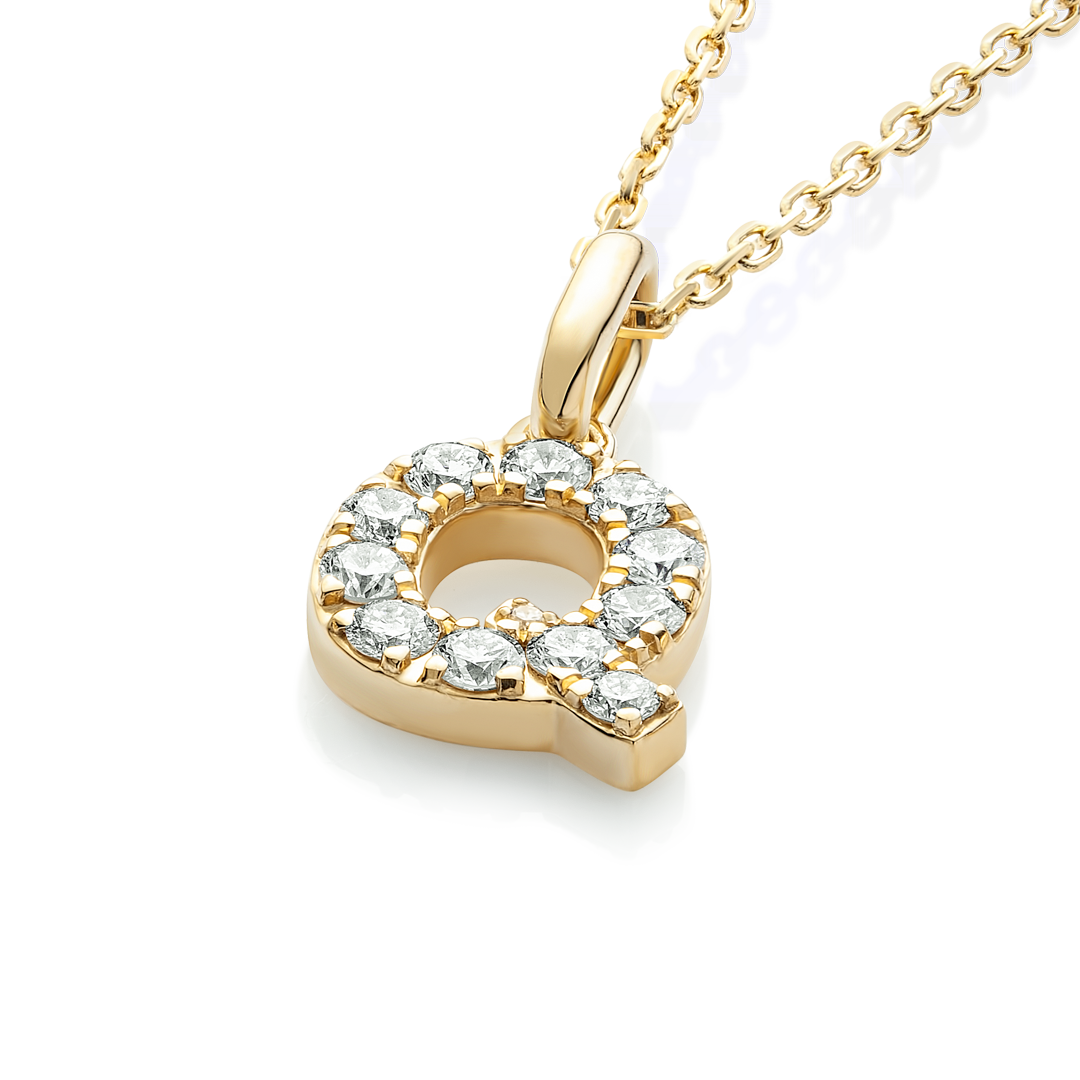 Q Letter Lab-Grown Diamond Pendant Yellow Gold