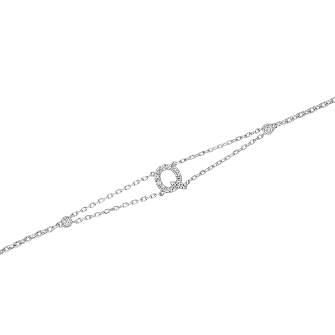 Lab-Grown Diamond Letter Bracelet White Gold - Q