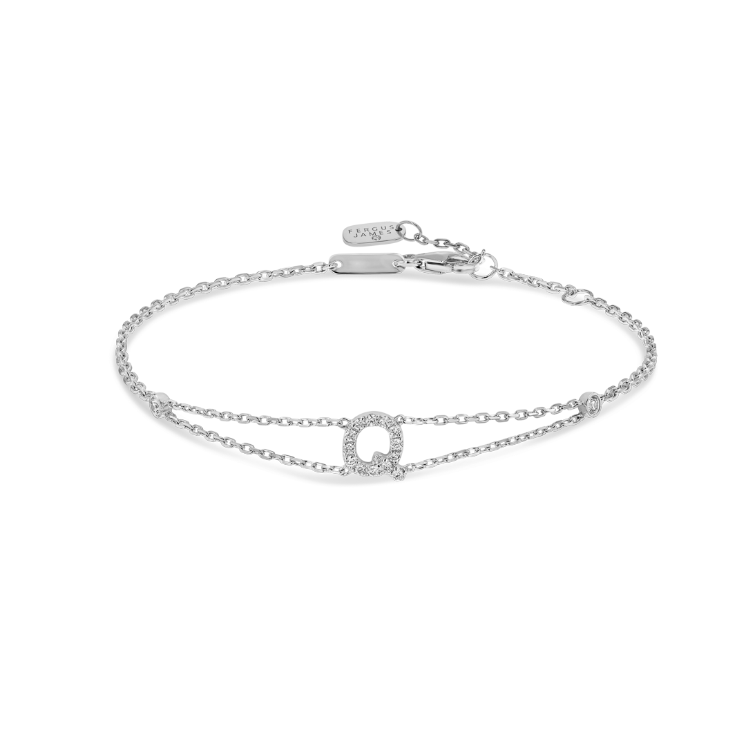 LETTER BRACELET WHITE GOLD - Q