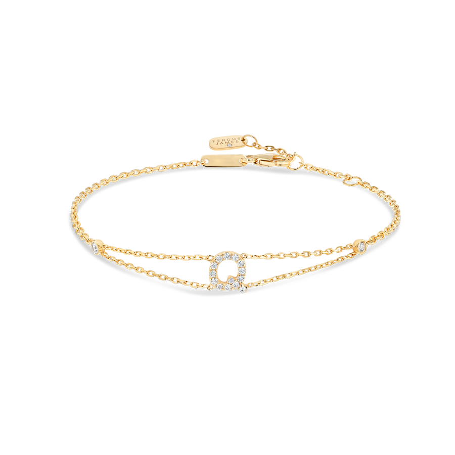 Lab-Grown Diamond Letter Bracelet Yellow Gold - Q