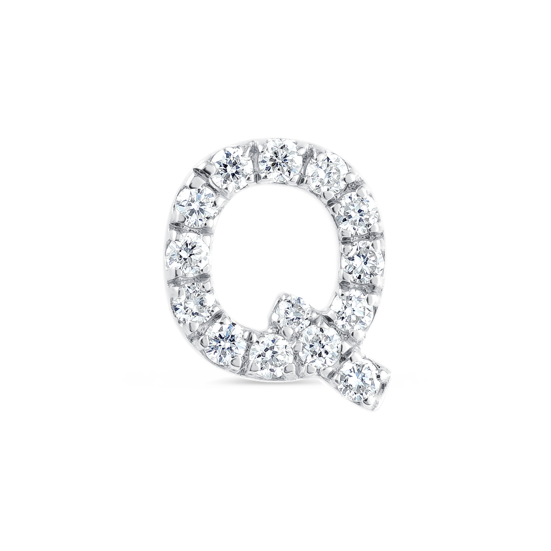 Q Letter Lab-Grown Diamond Single Stud Earring White Gold
