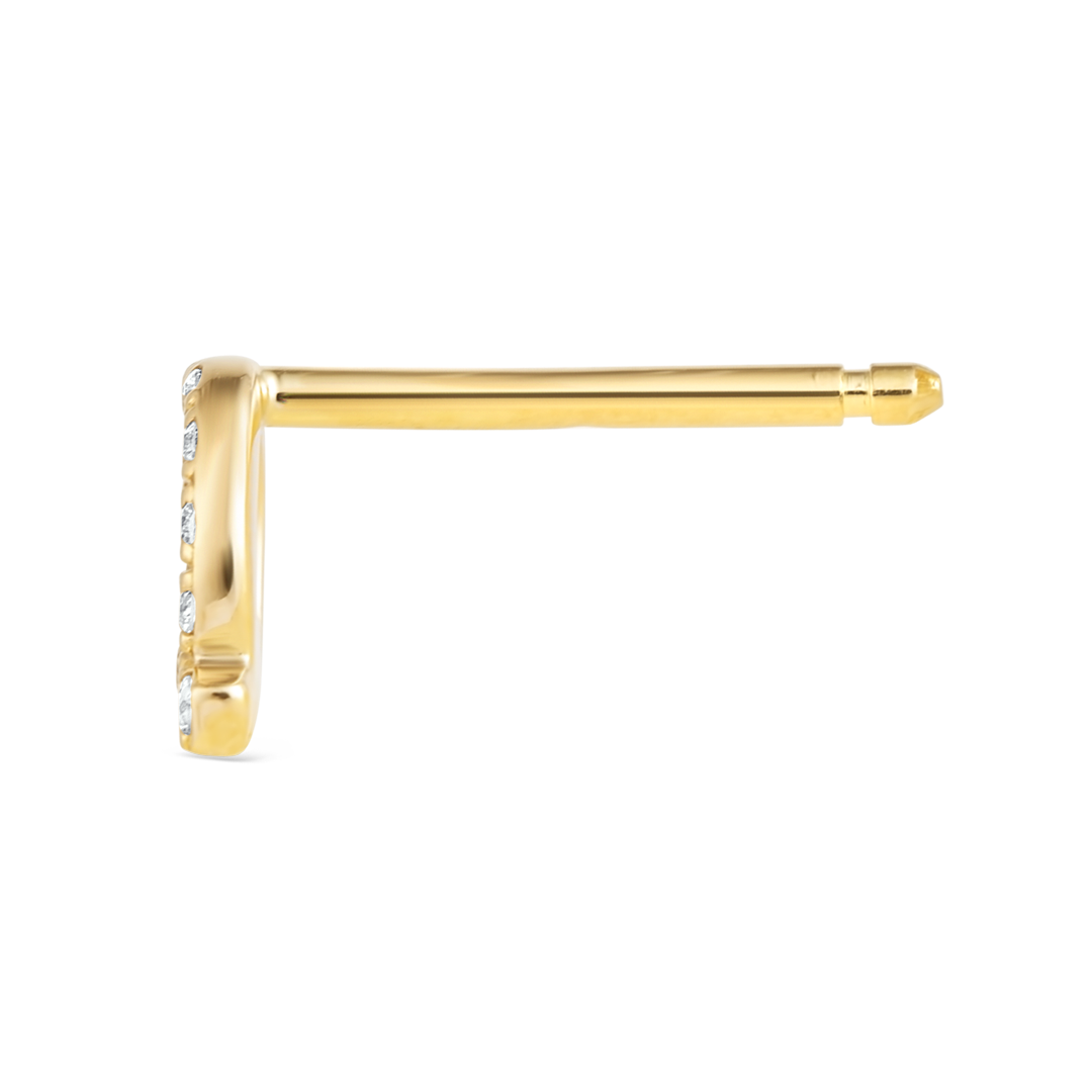 Q Letter Lab-Grown Diamond Single Stud Earring Yellow Gold