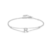 Lab-Grown Diamond Letter Bracelet White Gold - R