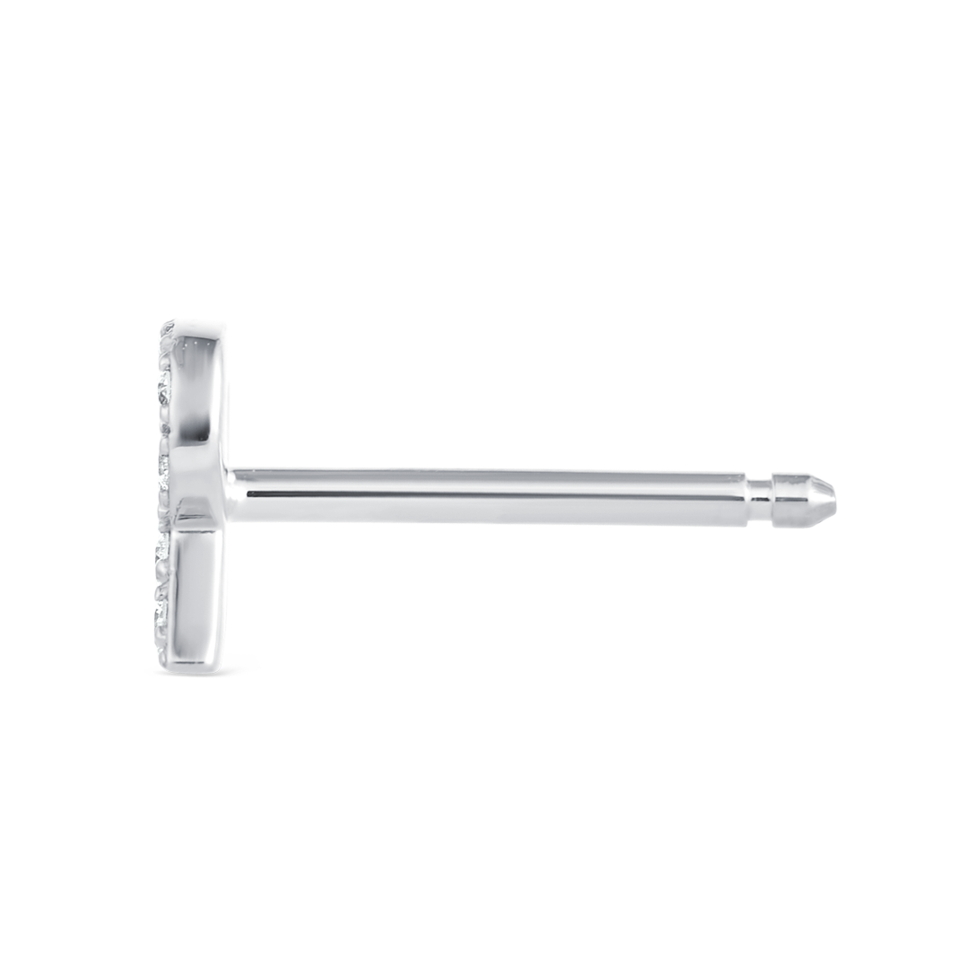 R Letter Lab-Grown Diamond Single Stud Earring White Gold