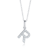 R Letter Pendant White Gold
