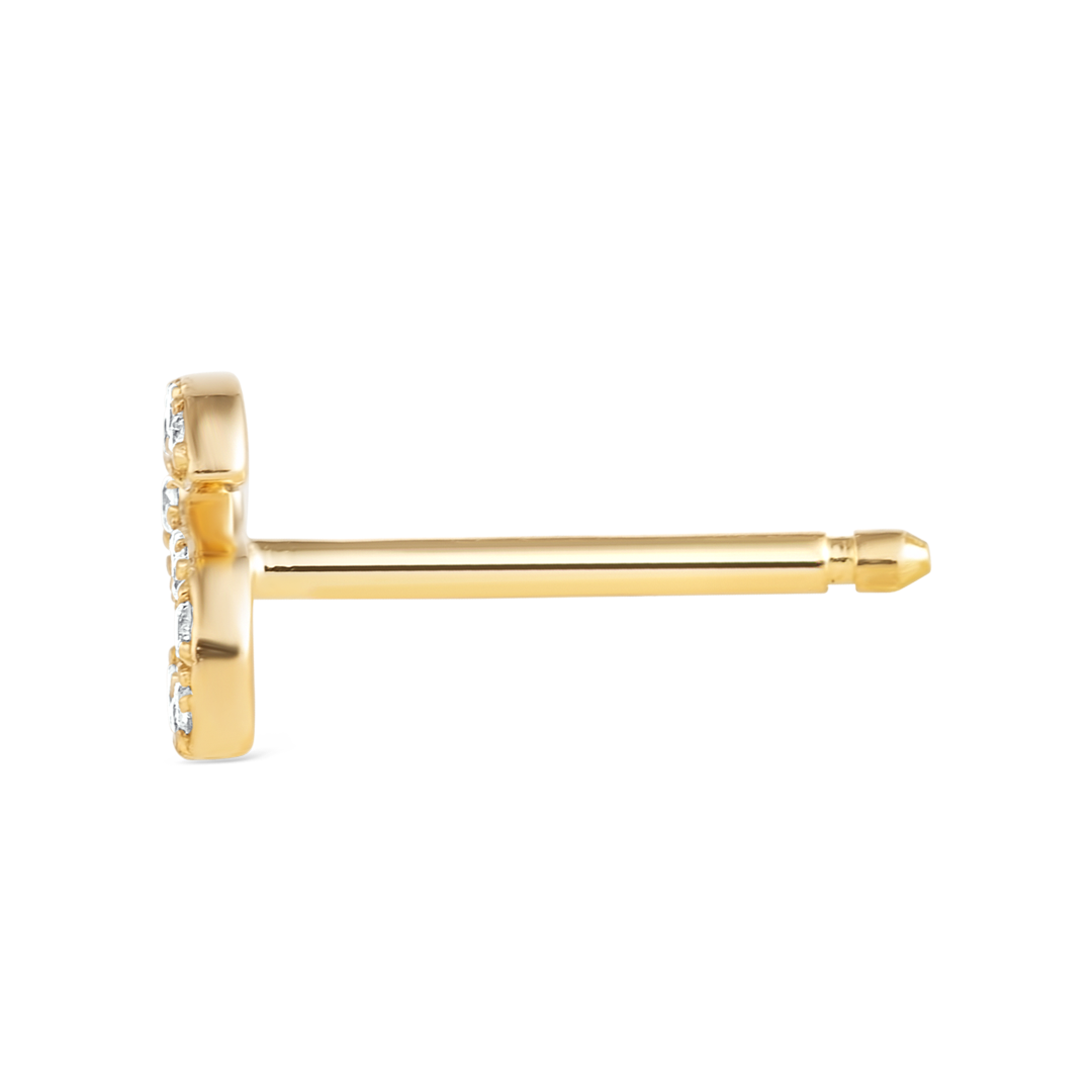 S Letter Lab-Grown Diamond Single Stud Earring Yellow Gold