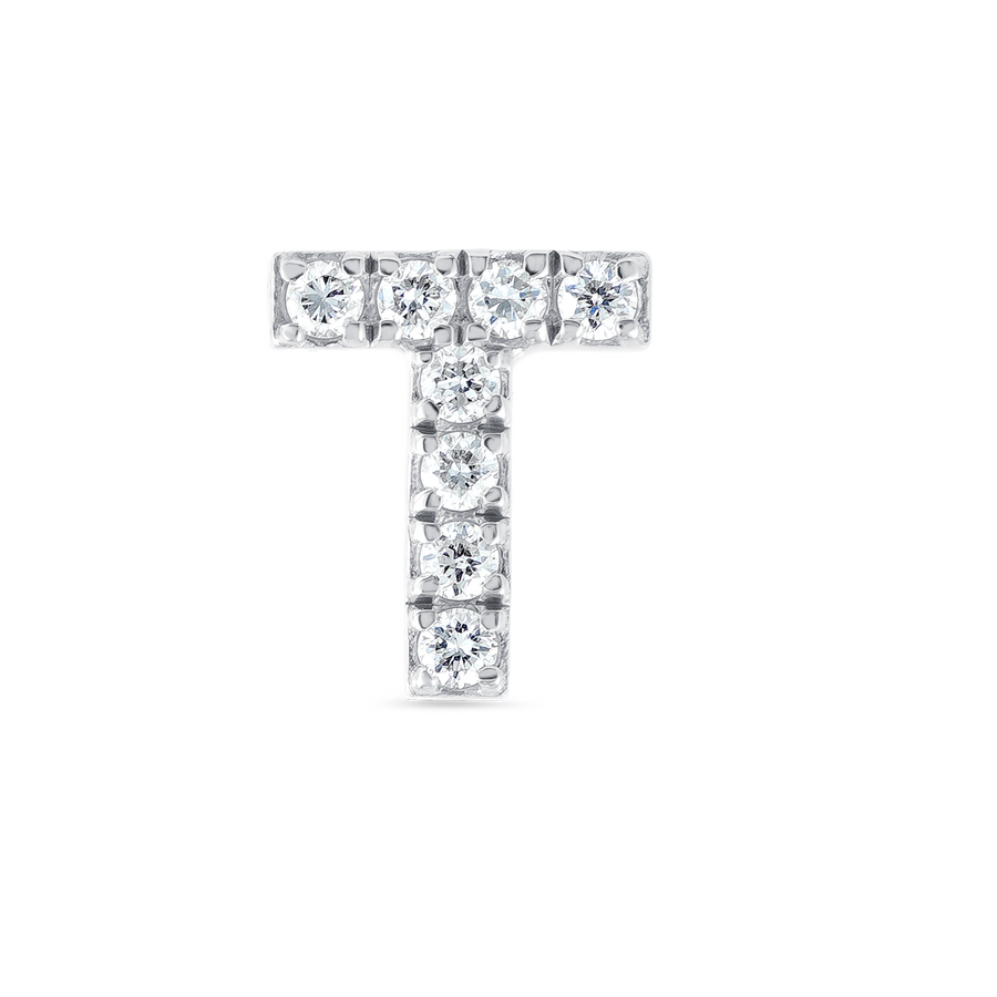 T Letter Lab-Grown Diamond Single Stud Earring White Gold