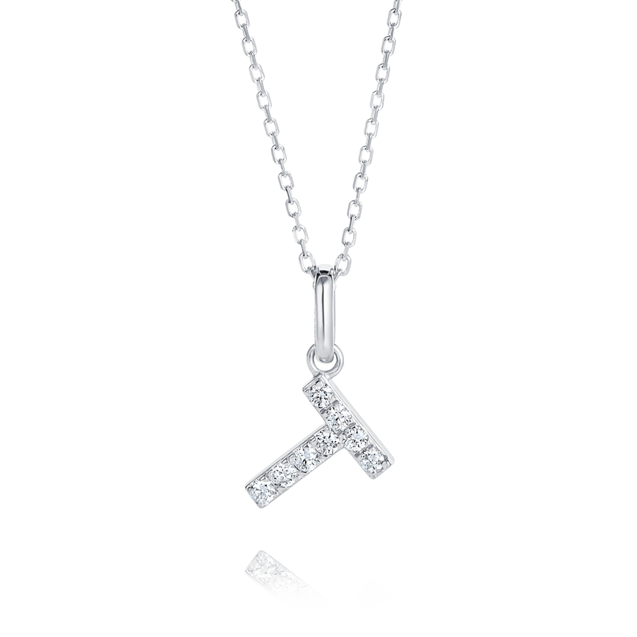 T Letter Lab-Grown Diamond Pendant White Gold