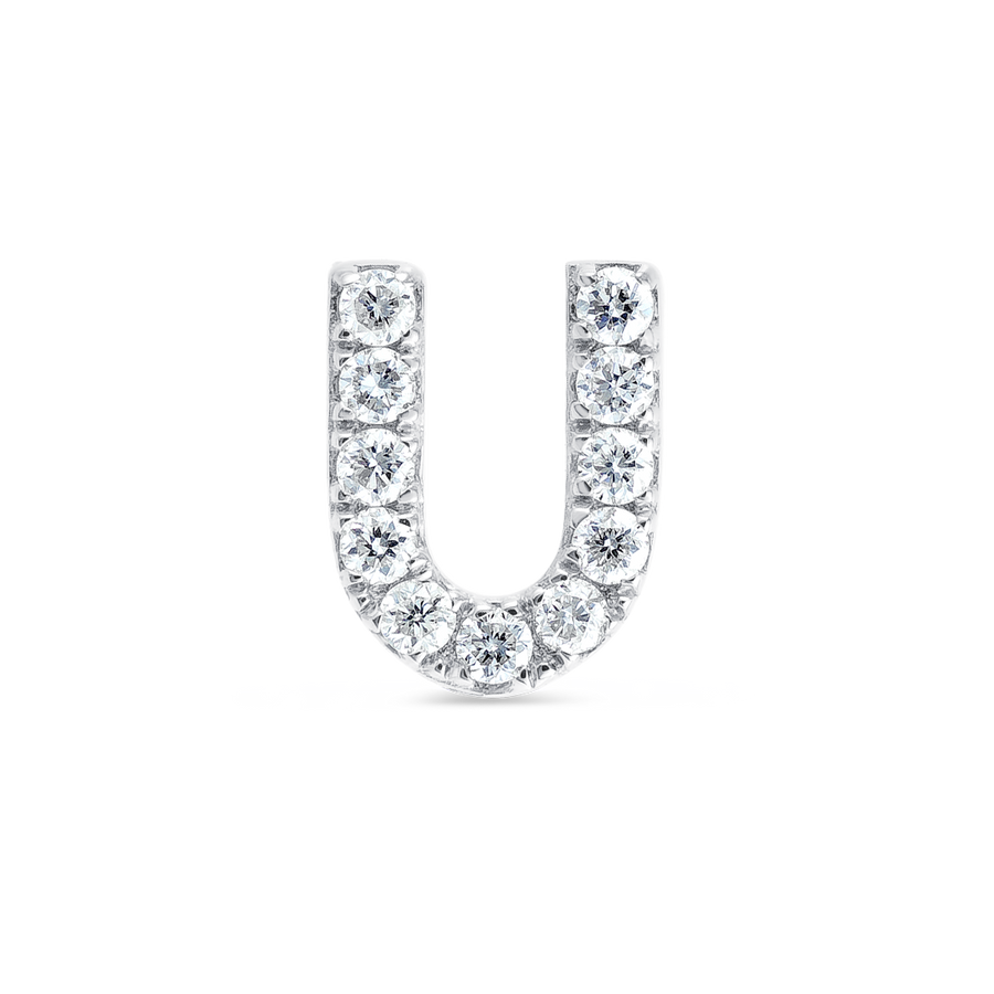 U Letter Lab-Grown Diamond Single Stud Earring White Gold