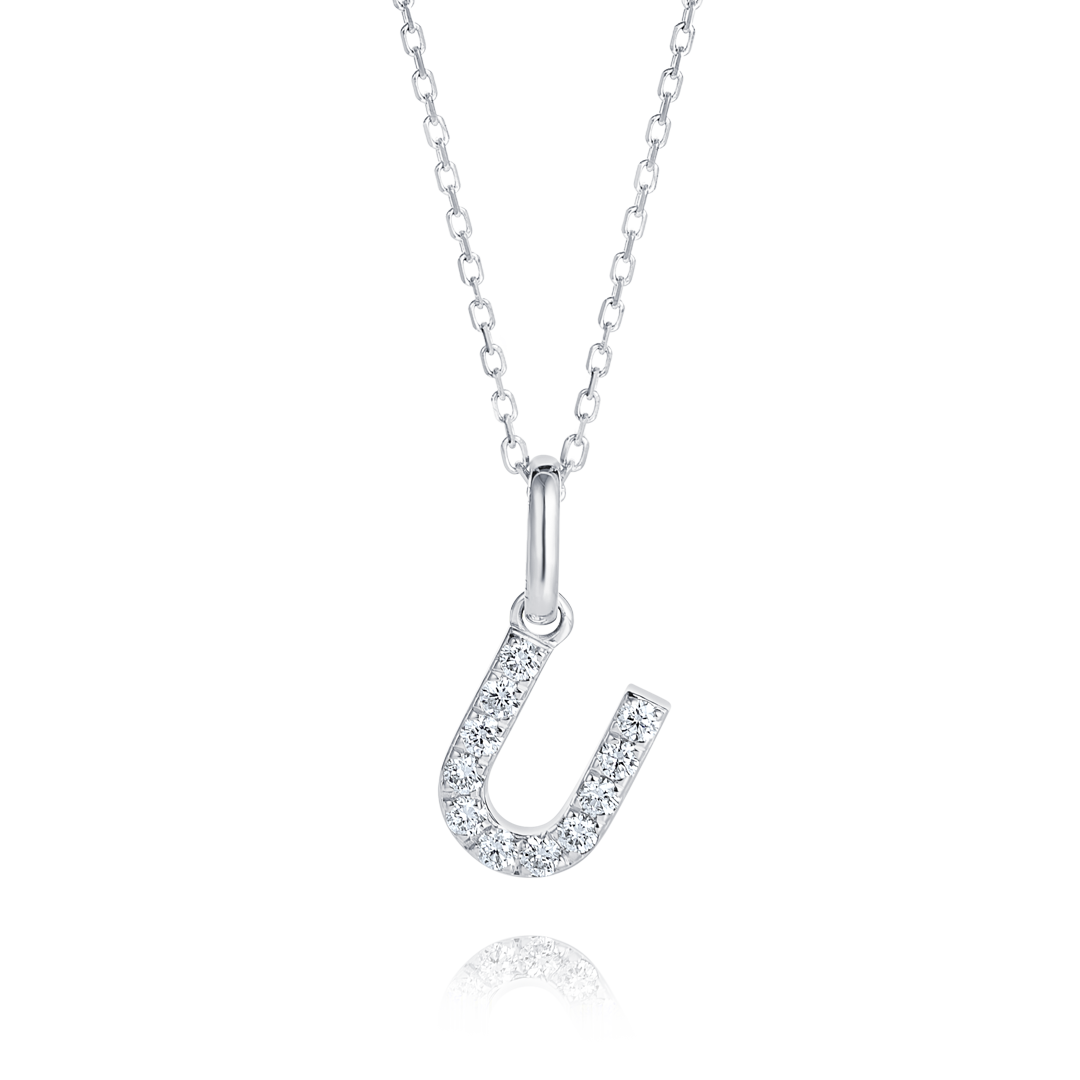 U Letter Lab-Grown Diamond Pendant White Gold