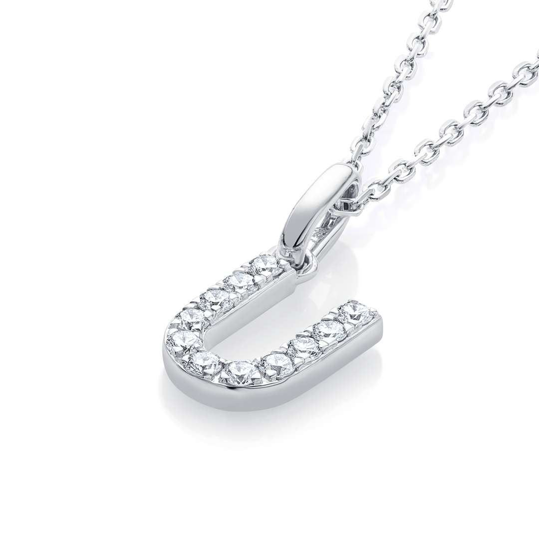 U Letter Lab-Grown Diamond Pendant White Gold