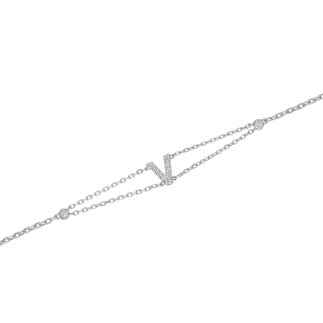 Lab-Grown Diamond Letter Bracelet Yellow Gold - V
