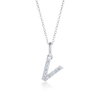 V Letter Lab-Grown Diamond Pendant White Gold