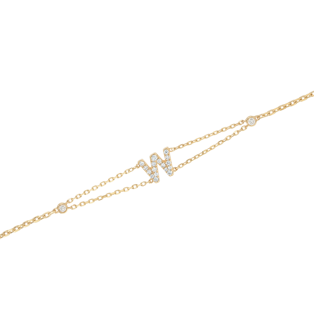 Lab-Grown Diamond Letter Bracelet White Gold - W