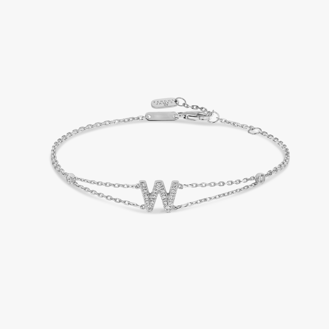 Lab-Grown Diamond Letter Bracelet Yellow Gold - W